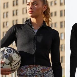 Fabletics cropped black zip up size small